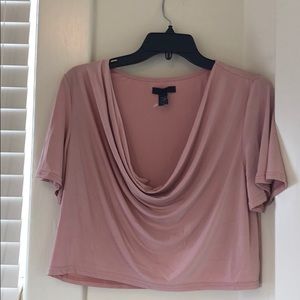 Hours pink cowl neck crop top